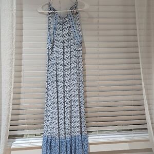 LOFT White and Blue Floral Sundress